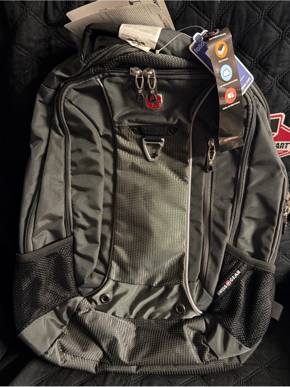 SwissGear Black and Gray Laptop Backpack with Mesh Pockets
